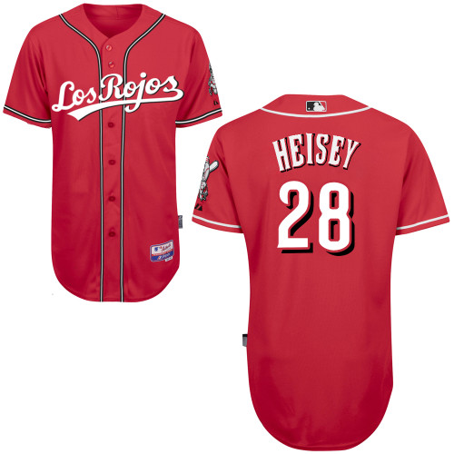 Chris Heisey #28 MLB Jersey-Cincinnati Reds Men's Authentic Los Rojos Cool Base Baseball Jersey